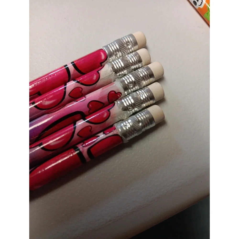 Heart Pattern Pencils Rainbow 10 Count New‎ School Teacher Love Valentine Reward